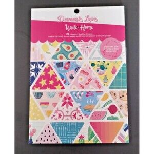 American Crafts 6" x 8" Paper Pad, Damask Love, Write at Home, 25 Pages - NEW